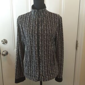 Coral Bay black and white zip front fleece jacket
